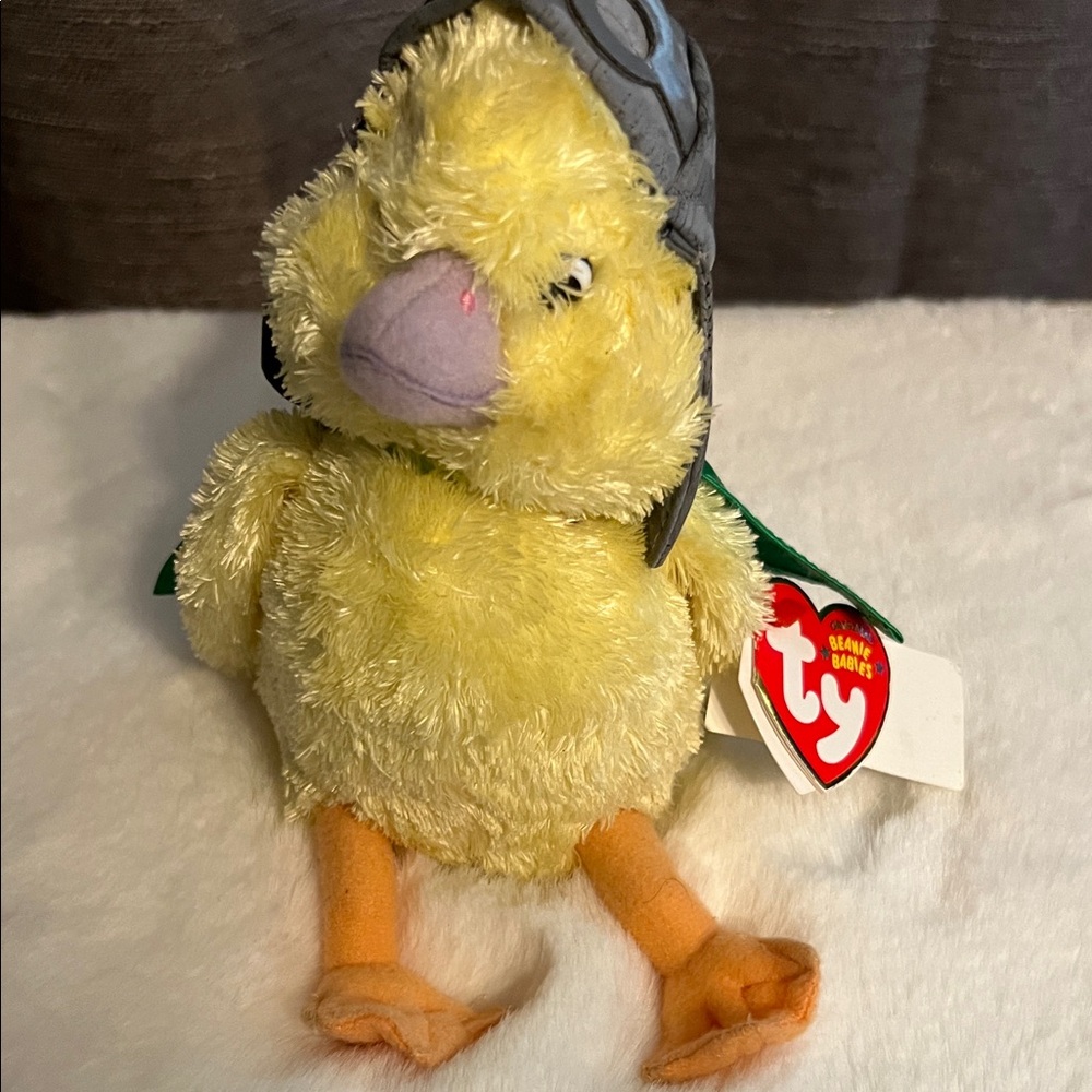 TY Yellow Chick Plush with Gray Pilot Hat